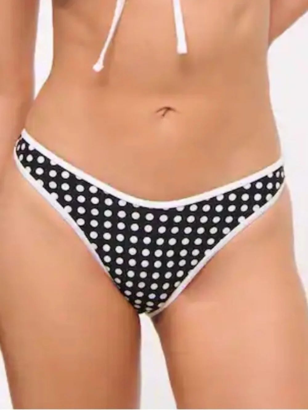 Abercrombie & Fitch Polka Dot Bikini Black White High Leg Cheeky NWT L